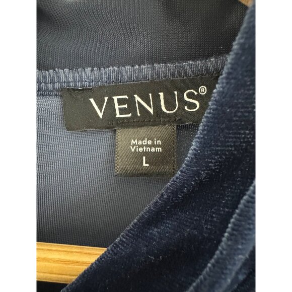 Sexy Blue Velvet Bodycon Sheath Long Sleeve Dress Size L Holiday Party Evening - Picture 4 of 7